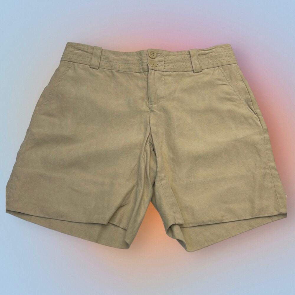 BANANA REPUBLIC Women’s 0 Tan Linen / Silk MARTIN FIT Shorts